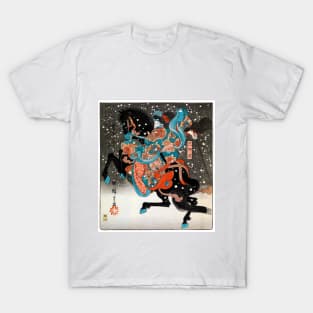 Woman on Galloping Horse in Snow Japan 1845 Utagawa Hiroshige T-Shirt